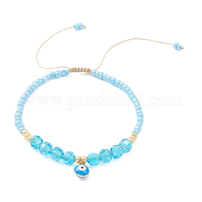 Браслет из латуни с эмалью и сглазом BJEW-JB09617-1