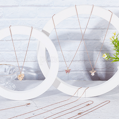 Классические простые ожерелья из нержавеющей стали 304 с вакуумным покрытием pvd для мужчин и женщин STAS-UN0017-38RG-B-1