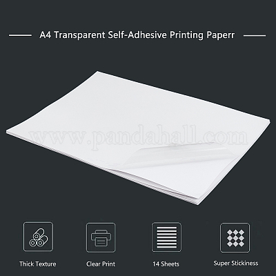 5 feuilles adhésives A4 pour imprimante laser, transparentes, Autocollant
