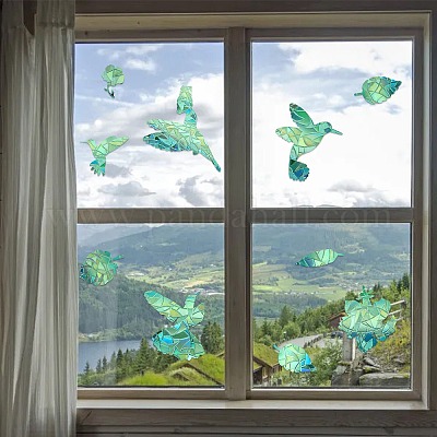 7 шт. 2 стиля ПВХ наклейки ослепительные цветные наклейки на окна 3D лазерные колибри электростатические наклейки на окна из стекла JX828A-1