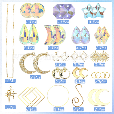 Наборы для самостоятельного изготовления подвесного ловца солнца в виде луны и звезды DIY-SC0030-68-1