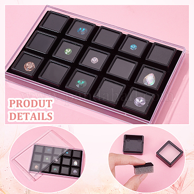 15шт мини-квадратные акриловые стеклянные оконные коробки наборы CON-WH0088-43A-1