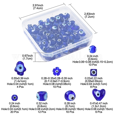 80шт 8 стиля бусины ручной работы лэмпворк «Сглаз» LAMP-FS0001-38B-1