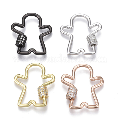 Wholesale Brass Micro Pave Clear Cubic Zirconia Screw Carabiner