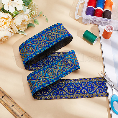 Жаккардовая лента с цветком из полиэстера длиной 7 м в этническом стиле OCOR-WH0086-70-1