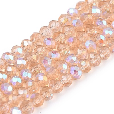 Стеклянные бусины с гальваническим покрытием  EGLA-A044-T3mm-L20-1