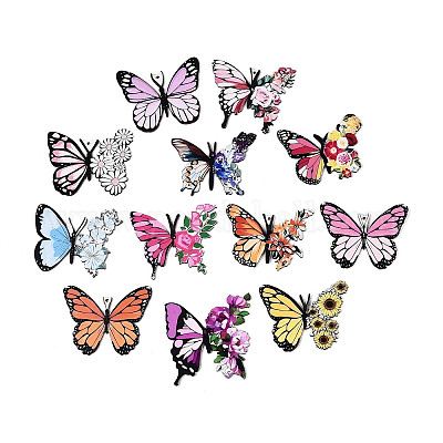 12 шт. подвеска в виде бабочки из дерева с УФ-печатью на одной стороне WOOD-N020-11-1