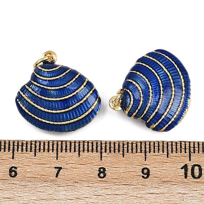 Подвески в форме ракушек из латуни с эмалью KK-I377-06G-B-1