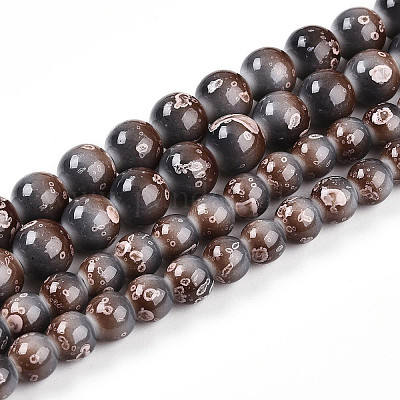 Выпечка окрашенные стеклянные бусины пряди DGLA-N008-8mm-09-1