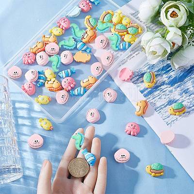 64 шт. 8 стиля кабошонов из непрозрачной смолы в виде морских животных CRES-SC0002-63-1