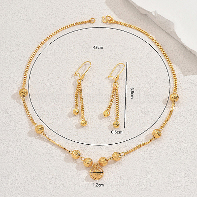 Комплекты круглых сережек и ожерелий из латуни для женщин LD4798-1