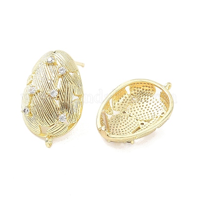 Латунные микро-паве прозрачные серьги-гвоздики из циркония KK-Z106-02G-02-1