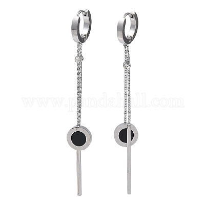 Серьги-кольца с кисточками из нержавеющей стали 304 с кристаллами и стразами EJEW-G453-02P-1