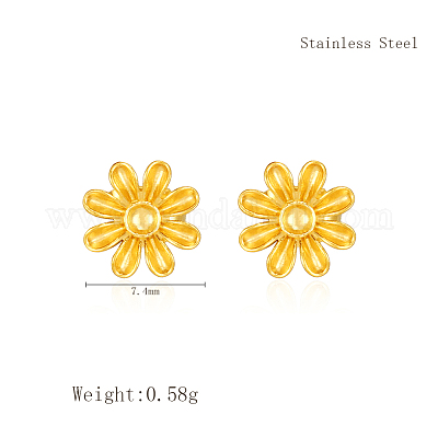 Стильные серьги-гвоздики в форме цветка из нержавеющей стали 304 для повседневной носки у женщин LE2664-1