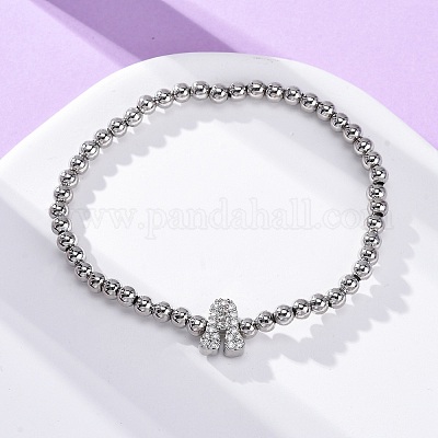 Латунные круглые бусины эластичные браслеты BJEW-A034-05P-1