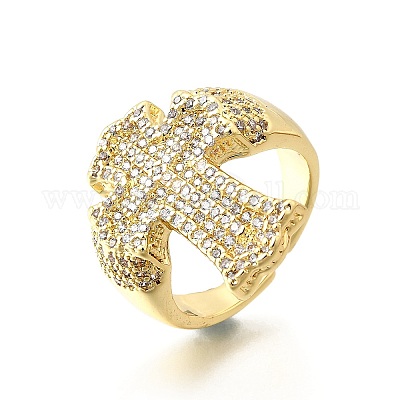 Манжеты из латуни с микро паве кубический цирконий для женщин RJEW-F184-05G-1