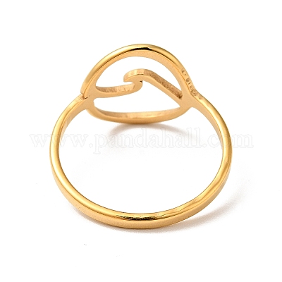 Женское кольцо из нержавеющей стали с ионным покрытием (IP) 201 с эффектом морской волны RJEW-G266-28G-1