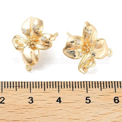 Латунные серьги-гвоздики из циркония KK-E107-19G-1