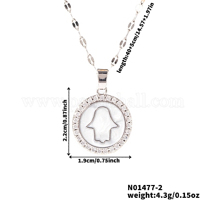 Изысканные латунные микропаве прозрачные кубические цирконии плоские круглые с хамсой подвески на руку ожерелья VI9739-2-1