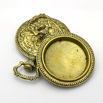 Плоские круглые сеттинги сплава кулон кабошон PALLOY-J414B-AB-NF-1