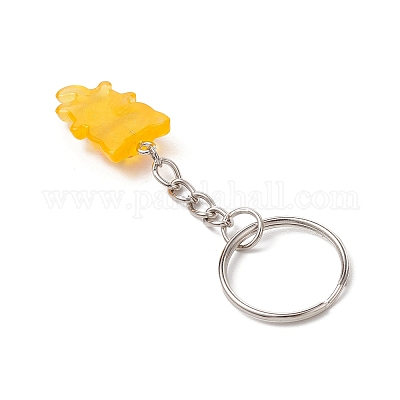 Светящиеся подвески из прозрачной смолы с железными разрезными кольцами для ключей KEYC-JKC01209-1