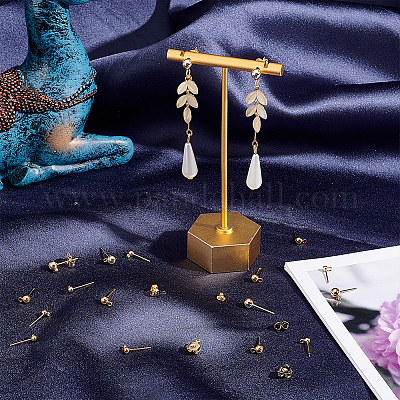 38 шт. 3-х размерный латунный шариковый гвоздик для серьги KK-AR0003-02-1