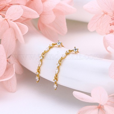 Плоские круглые серьги-гвоздики с кисточкой в виде конского глаза из стерлингового серебра с прозрачным кубическим цирконием FS-WGBB41B-02-1