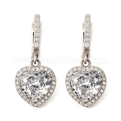 925 серьги-кольца из стерлингового серебра с микропаве из кубических цирконий EJEW-F371-01C-01-1