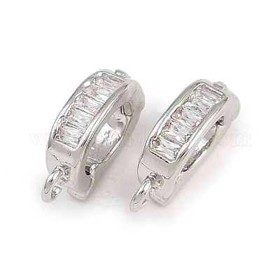 Овальные латунные застежки с микропаве из прозрачного кубического циркония KK-A269-42P-1