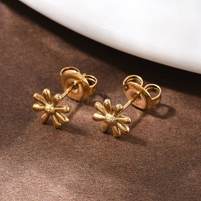 Серьги-гвоздики в форме цветка из нержавеющей стали 304 EJEW-I320-02G-1