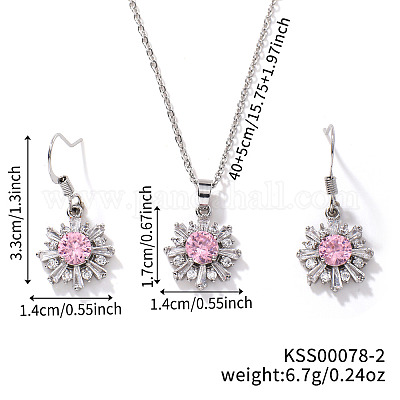 Комплект украшений в виде цветов из латунных стразов EH2755-2-1