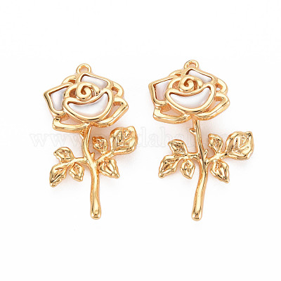 Латунные перламутровые подвески с белыми ракушками KK-S364-237G-1