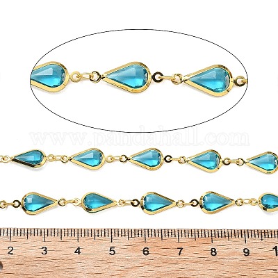 Латунные стеклянные каплевидные звенья цепи CHC-R001-04G-01-1