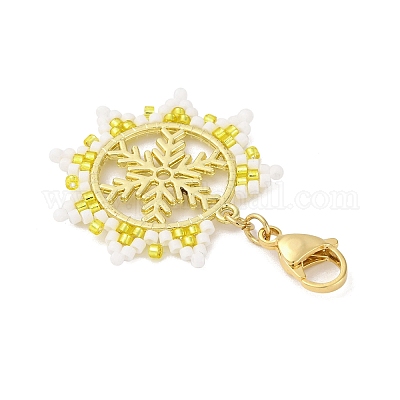 Рождественские украшения из стеклянных семян и сплавов HJEW-MZ00312-01-1