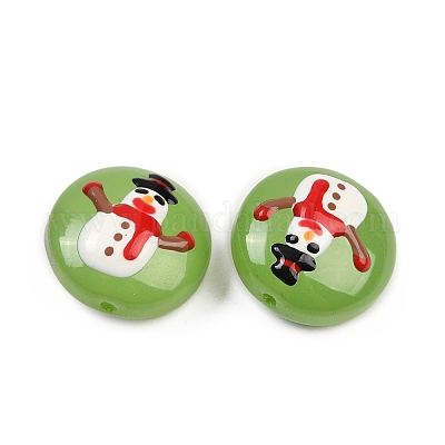 Рождественские эмалевые бусины ручной работы в технике лэмпворк LAMP-C020-03H-1