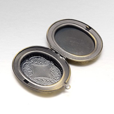 Резные сеттинги покрытие латунь медальон кулон кабошон овал стойки KK-N0096-13AB-FF-1