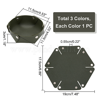3 шт. двухцветный лоток для хранения из искусственной кожи с кнопкой AJEW-WR0001-80-1