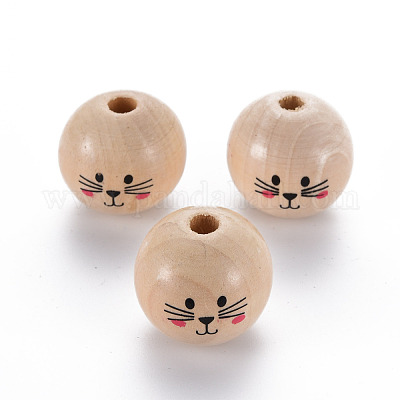 Wholesale Printed Natural Wood Large Hole Beads 