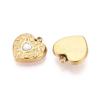 Подвески в форме сердца из нержавеющей стали 304 с кристаллами и стразами STAS-T071-17G-1