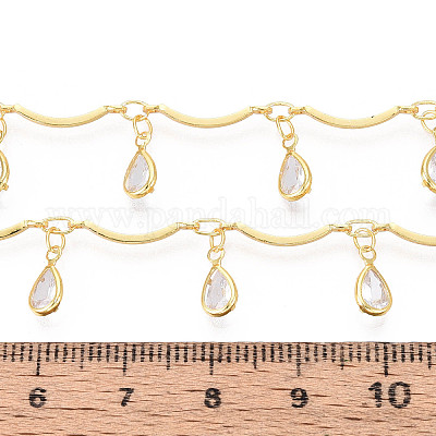 Цепи из латуни и стекла с фестончатыми прутьями CHC-T018-07G-1