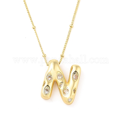 Ожерелья с подвесками из латуни с прозрачным кубическим цирконием NJEW-Z038-01G-N-1