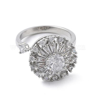 Плоские круглые вращающиеся открытые манжетные кольца для женщин&nbsp;LS-RJEW-S402-08P-1