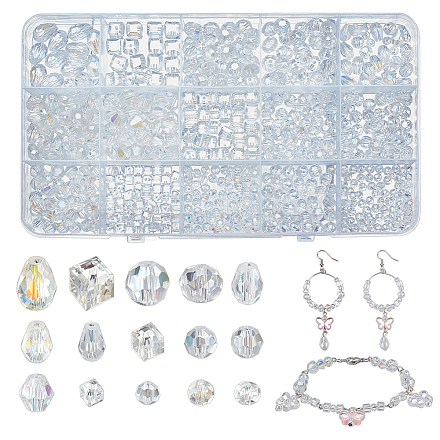 Nbeads 15 stile fili di perle di vetro placcato trasparente EGLA-NB0001-25-1