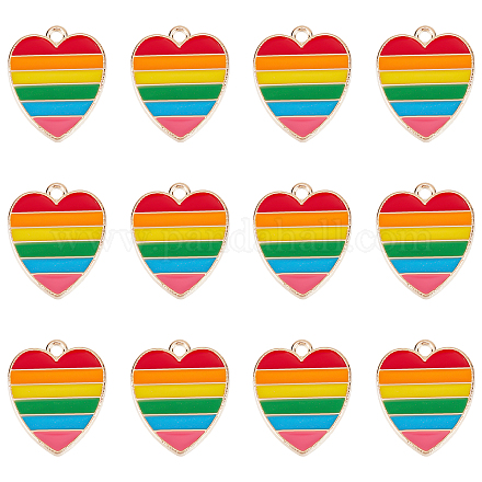 Sunnyclue 1 caja de 30 piezas de dijes de esmalte de corazón de arcoíris orgullo lgbt el amor es amor dijes para hacer joyas dijes de rayas de arcoíris amor encanto suministros para hacer aretes collar pulsera accesorios de elaboración ENAM-SC0002-86-1