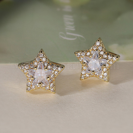 Серьги-гвоздики из циркония EJEW-Z128-01G-01-1