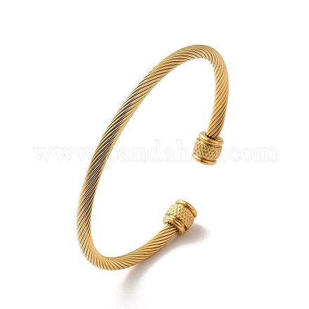 Placage ionique (ip) 304 bracelets de manchette en acier inoxydable BJEW-P310-01G-1