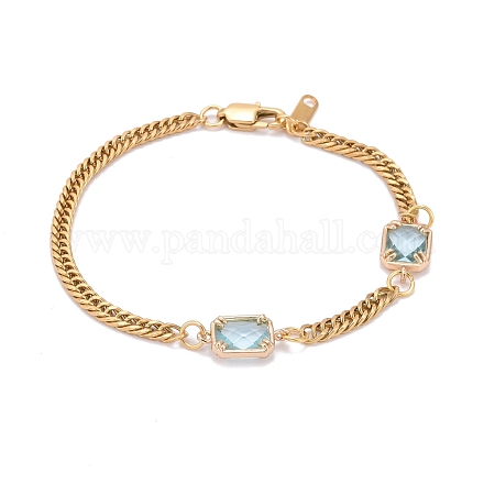 Rectangle avec bracelets à maillons de verre BJEW-JB06275-03-1