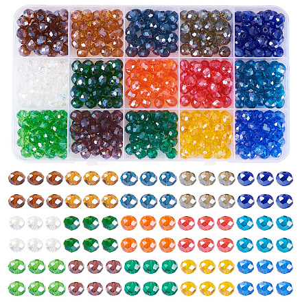 Pandahall 450шт 15 цвета гальванические стеклянные бусины EGLA-TA0001-93-1