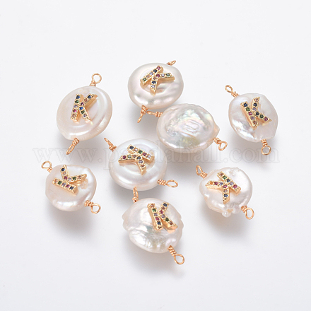 Conectores de eslabones de perlas naturales PEAR-L027-02K-1