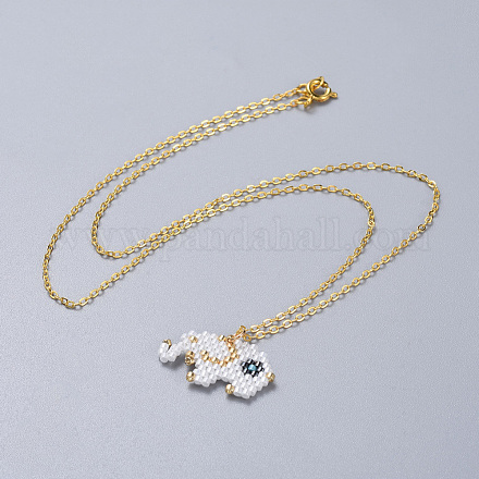 Handmade Japanese Seed Beads Pendant Necklaces NJEW-JN02445-1